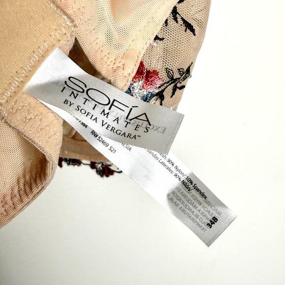 Sofia Intimates by Sofia Vergara Floral Embroidered Balconette Bra Size 34B New - Picture 8 of 10